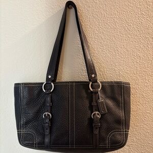 Vintage Coach Chelsea Black Pebbled Leather Shoulder Bag